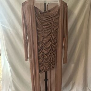 Almost Famous Tan Ruched Two-Piece Set